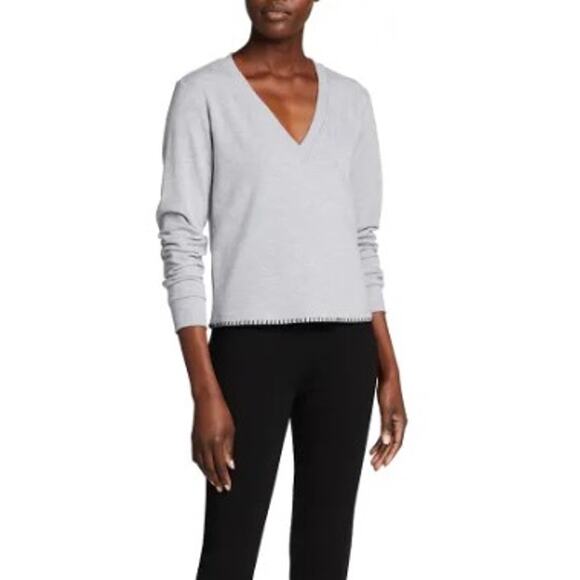 L'AGENCE Tops - L'Agence Helena V-Neck Sweatshirt Grey Small